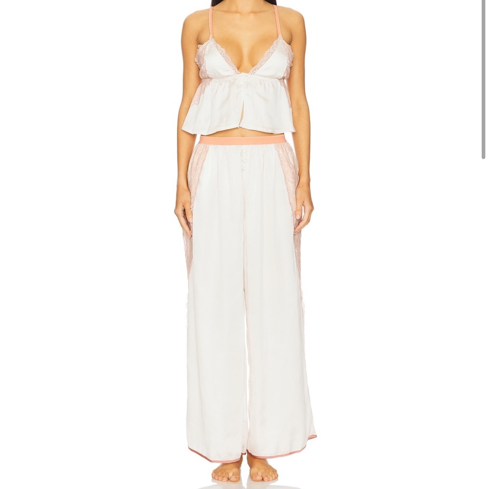 Free People White Satin Lounge Set